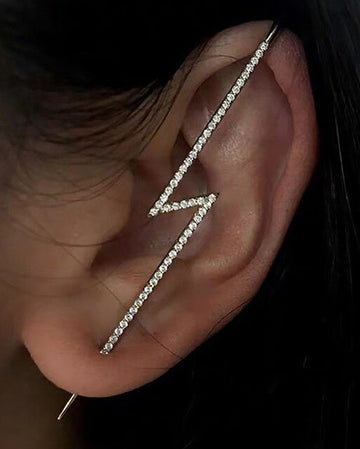 Bohemian Wedding Ear Wrap Crawler Hook Earring Crystal Stud Earrings for Woman Lightning Zirconia Climber Earrings Jewelry Gift daiiibabyyy